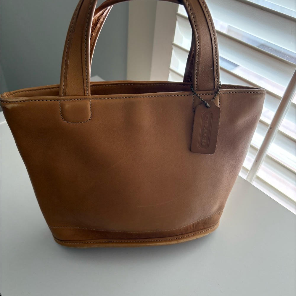 Coach Brown Leather Tote with Minimalist Design